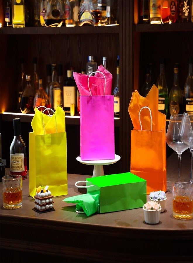 Sherr 24 Pieces Neon Gift Bags with Tissue Paper Rainbow Goodie Bags with Handles Small Party Favor for Birthday Wedding Celebrations - Image 3